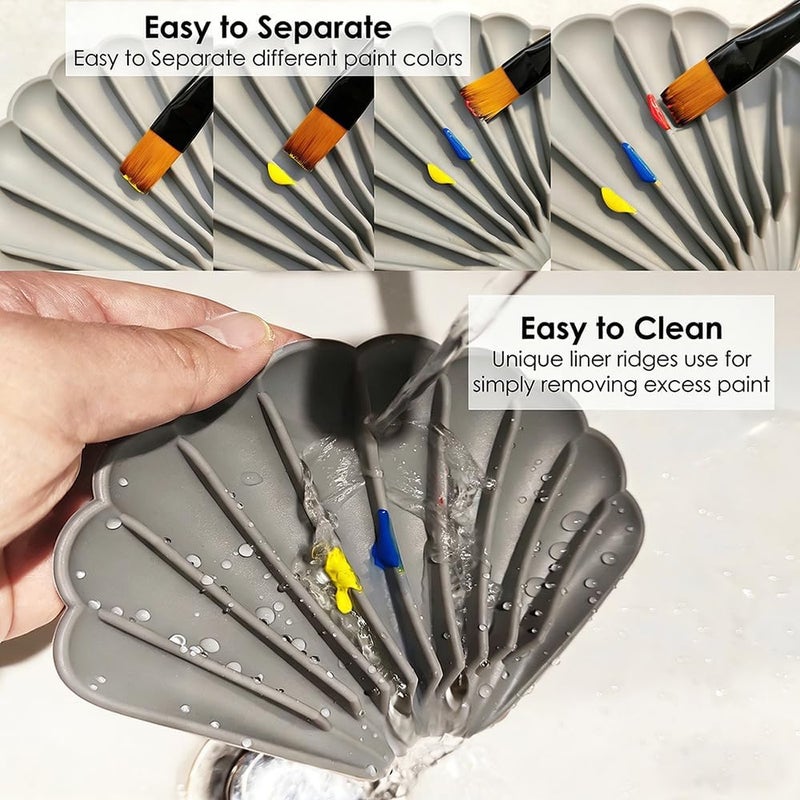 Acopelo 2 Pack Silicone Paint Brush Holders, Large and Small Paint Brush Rest with Multiple Slots, Suitable for Watercolor, Oil, Acrylic Painting Brushes (Grey) (Small) - Image 3